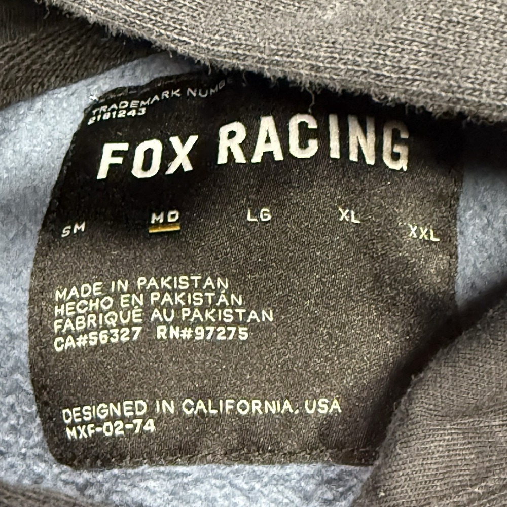 Fox Racing Non-Stop Raglan Fleece Hoodie Blue MX Logo Sweat Jacket Adult Medium - Picture 7 of 11